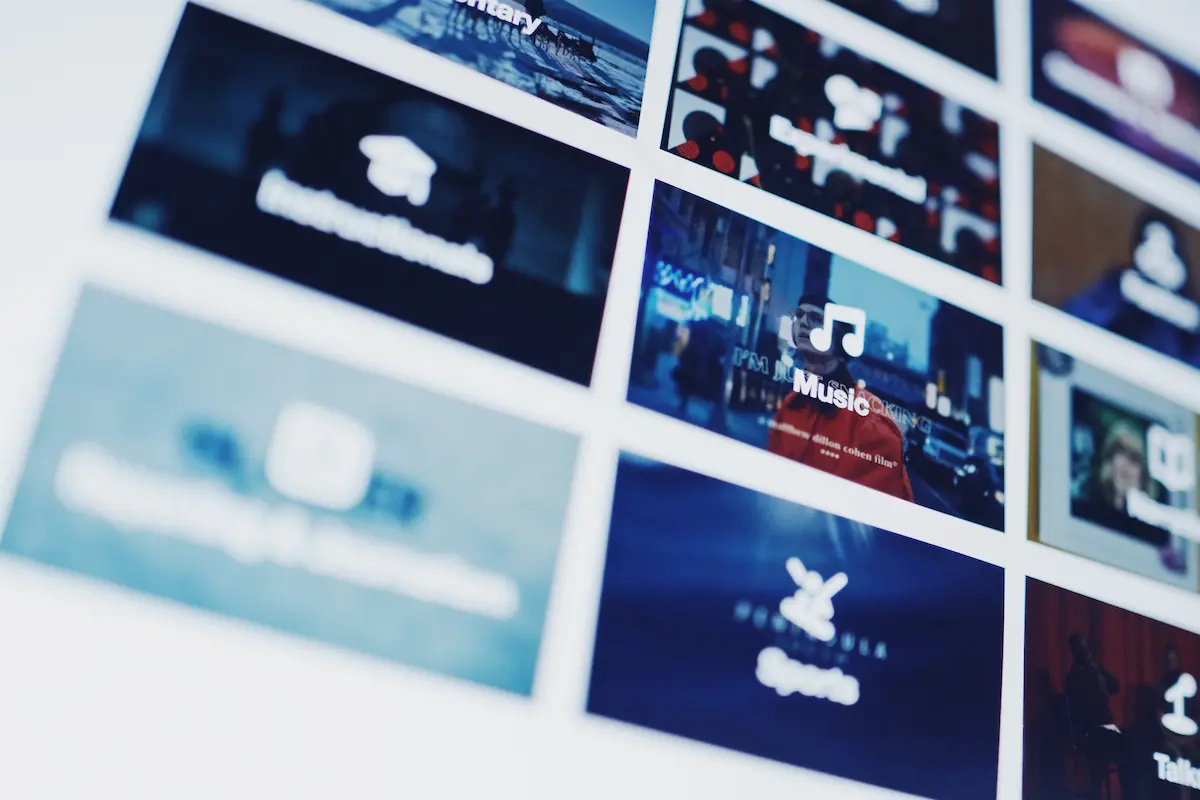 Closeup of a monitor showcasing digital thumbnails
